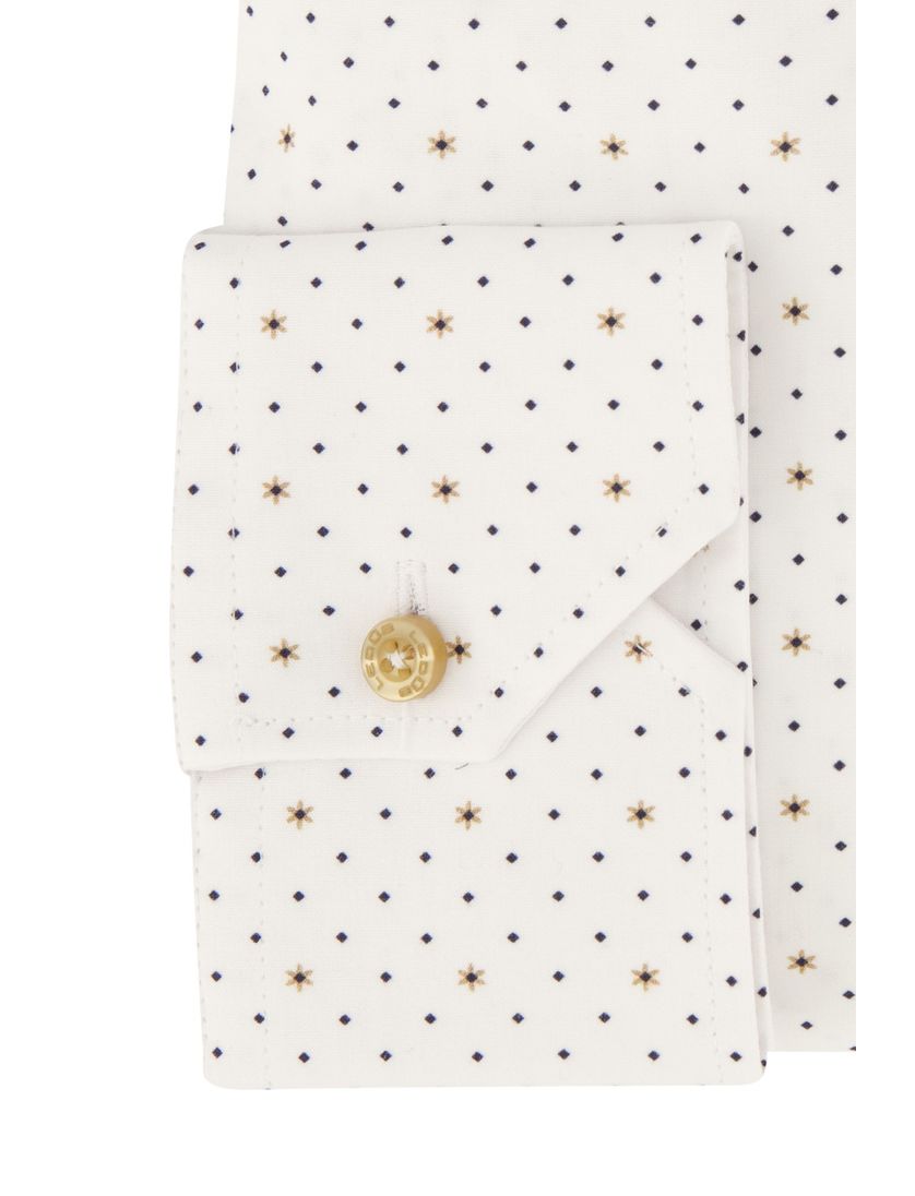 Wit geprint Ledub mouwlengte 7 Modern Fit overhemd