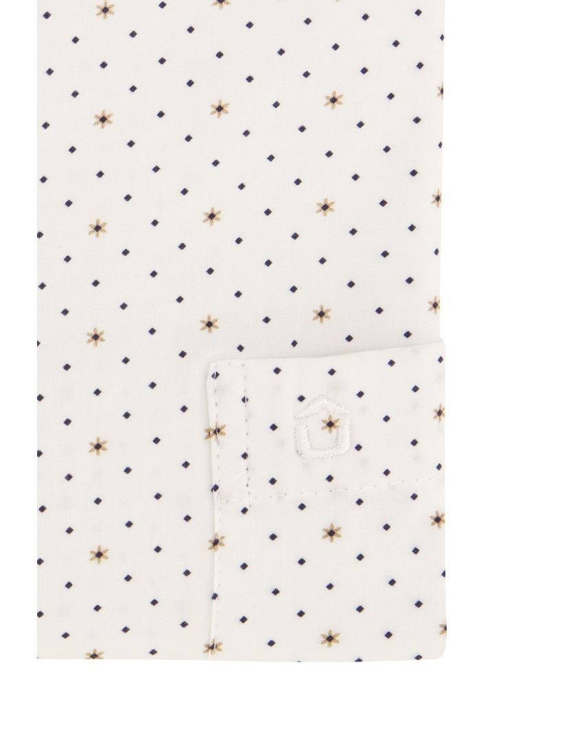 Wit geprint Ledub mouwlengte 7 Modern Fit overhemd