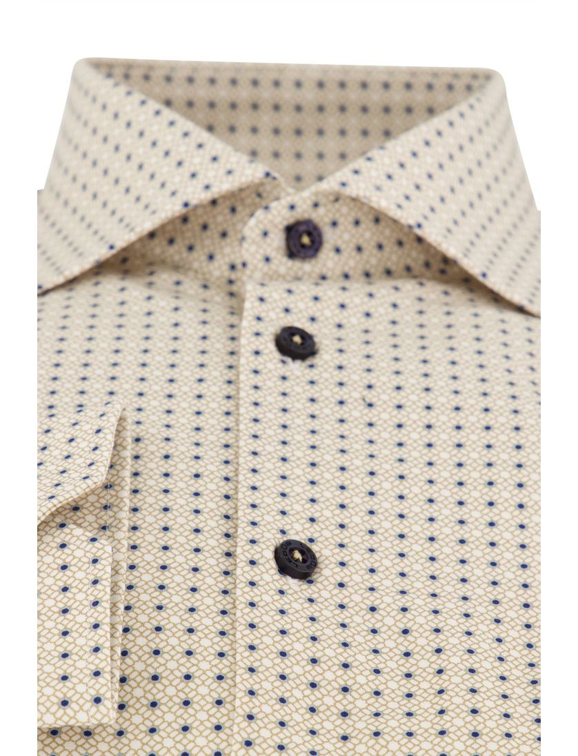 Overhemd mouwlengte 7 Ledub Modern Fit beige geprint