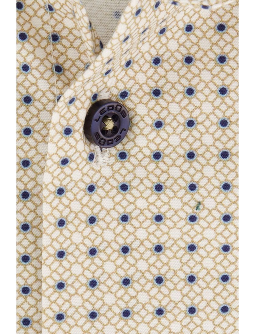 Overhemd mouwlengte 7 Ledub Modern Fit beige geprint