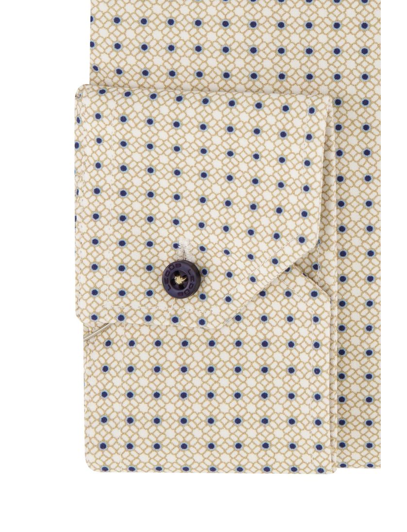 Overhemd mouwlengte 7 Ledub Modern Fit beige geprint
