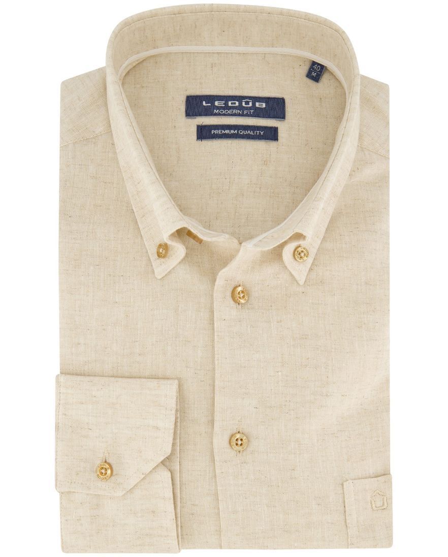 Mouwlengte 7 Ledub overhemd Modern Fit bruin