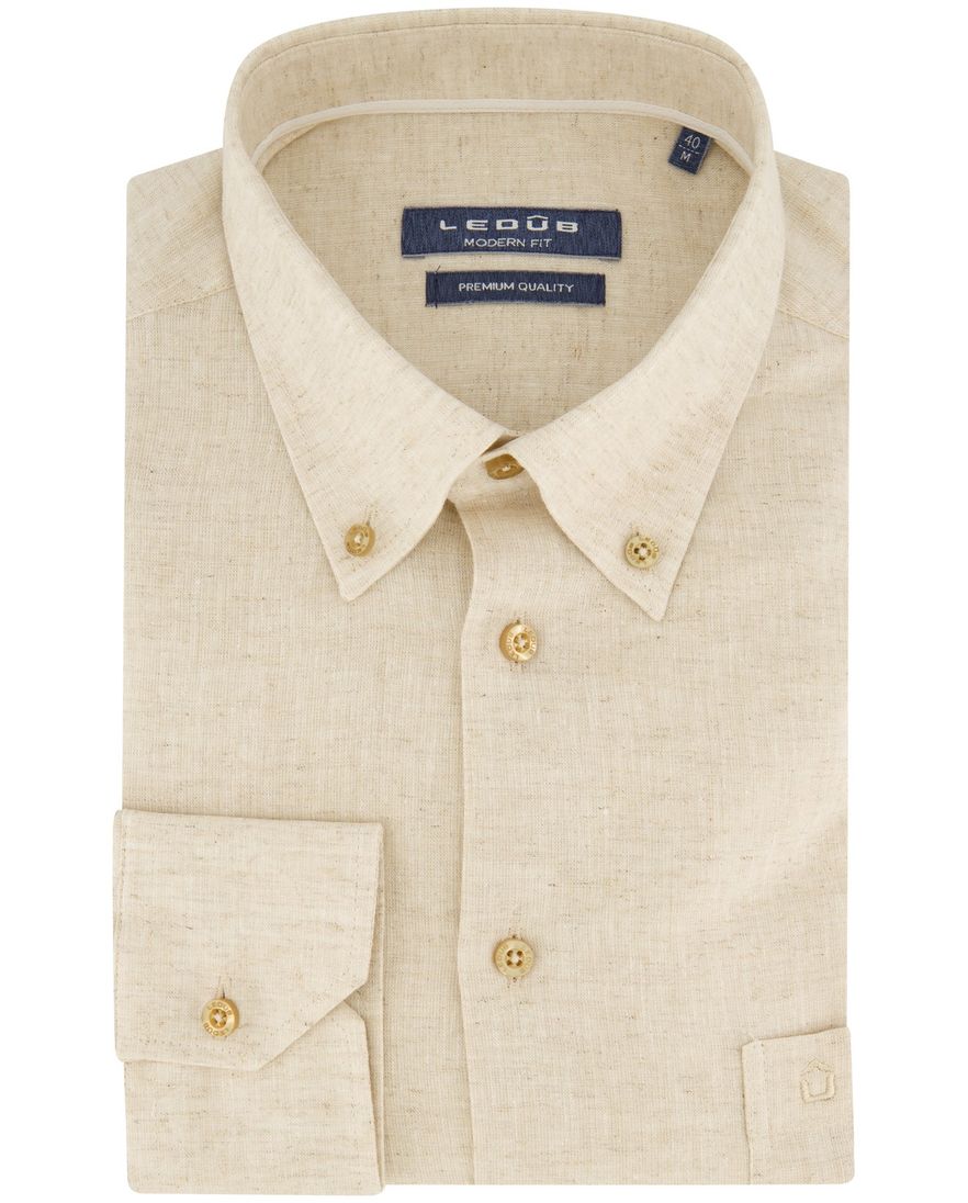 Mouwlengte 7 Ledub overhemd Modern Fit bruin