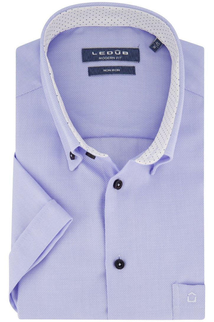 Ledub overhemd korte mouw normale fit lichtblauw