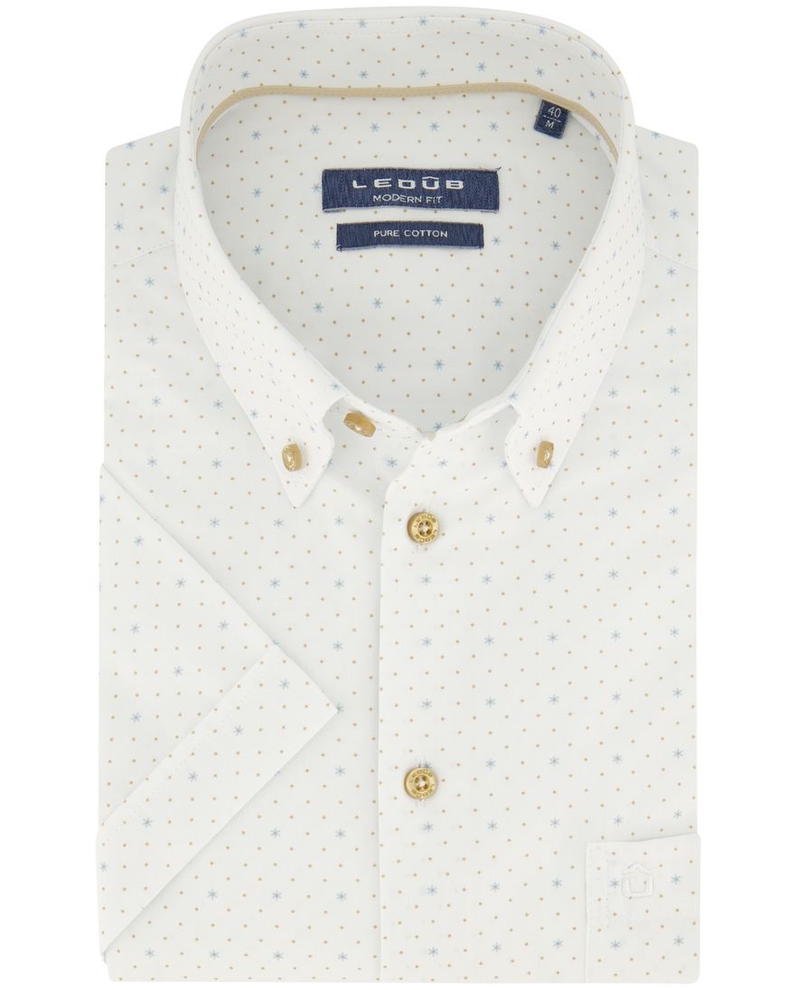 Ledub modern fit overhemd wit korte mouw