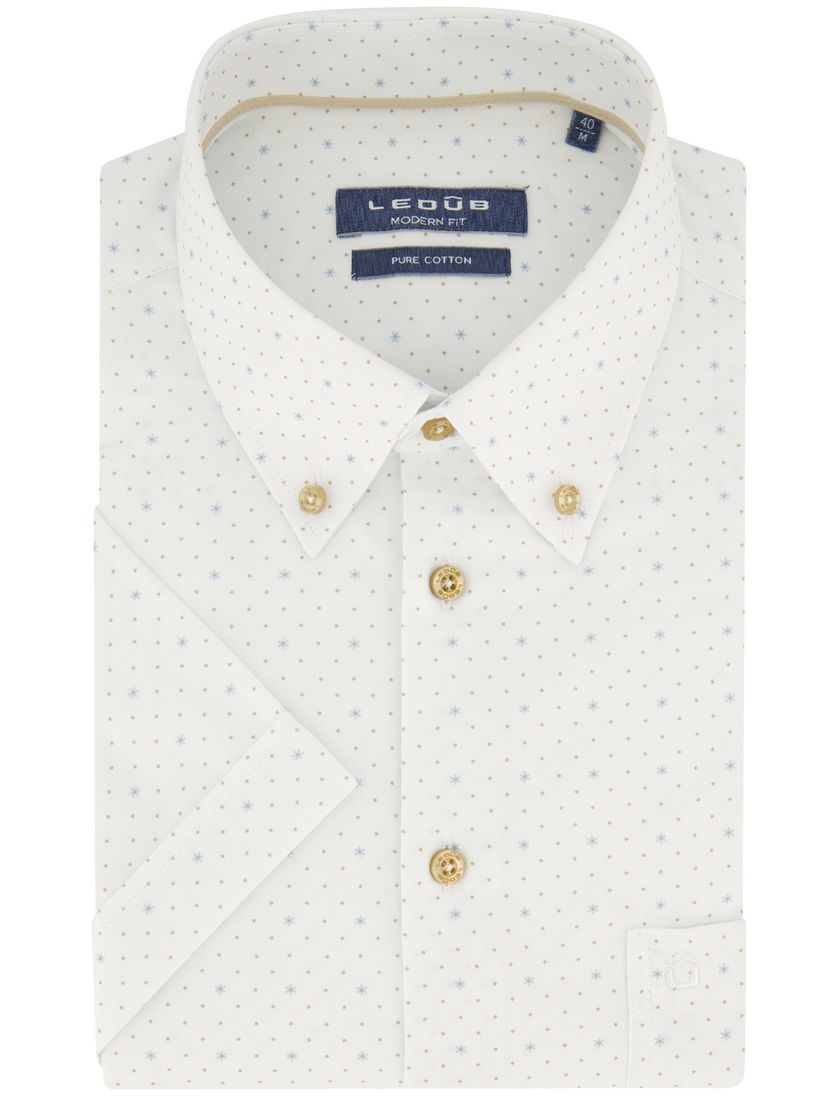Ledub modern fit overhemd wit korte mouw