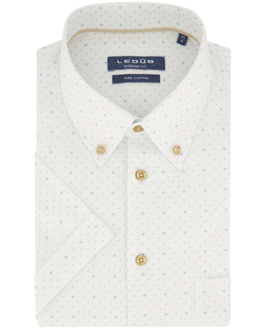 Ledub modern fit overhemd wit korte mouw