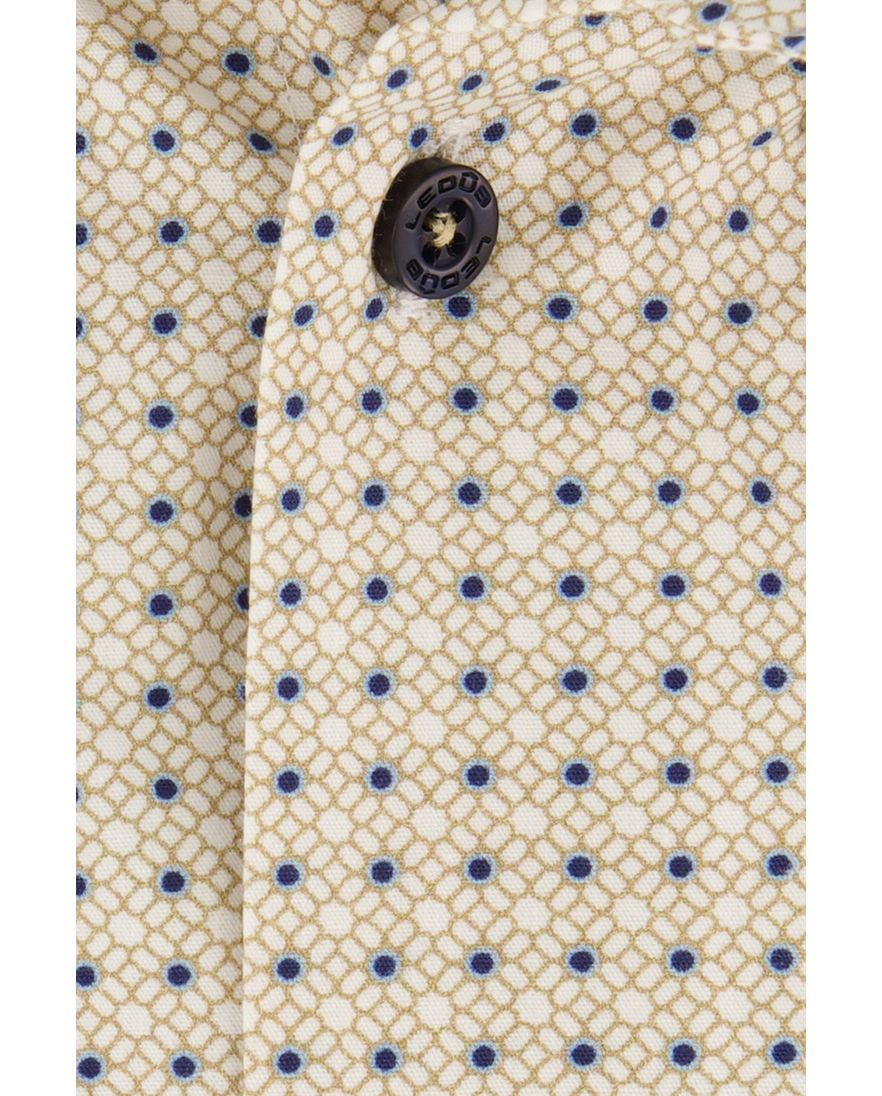 Korte mouw Ledub overhemd Modern Fit lichtbruin geprint