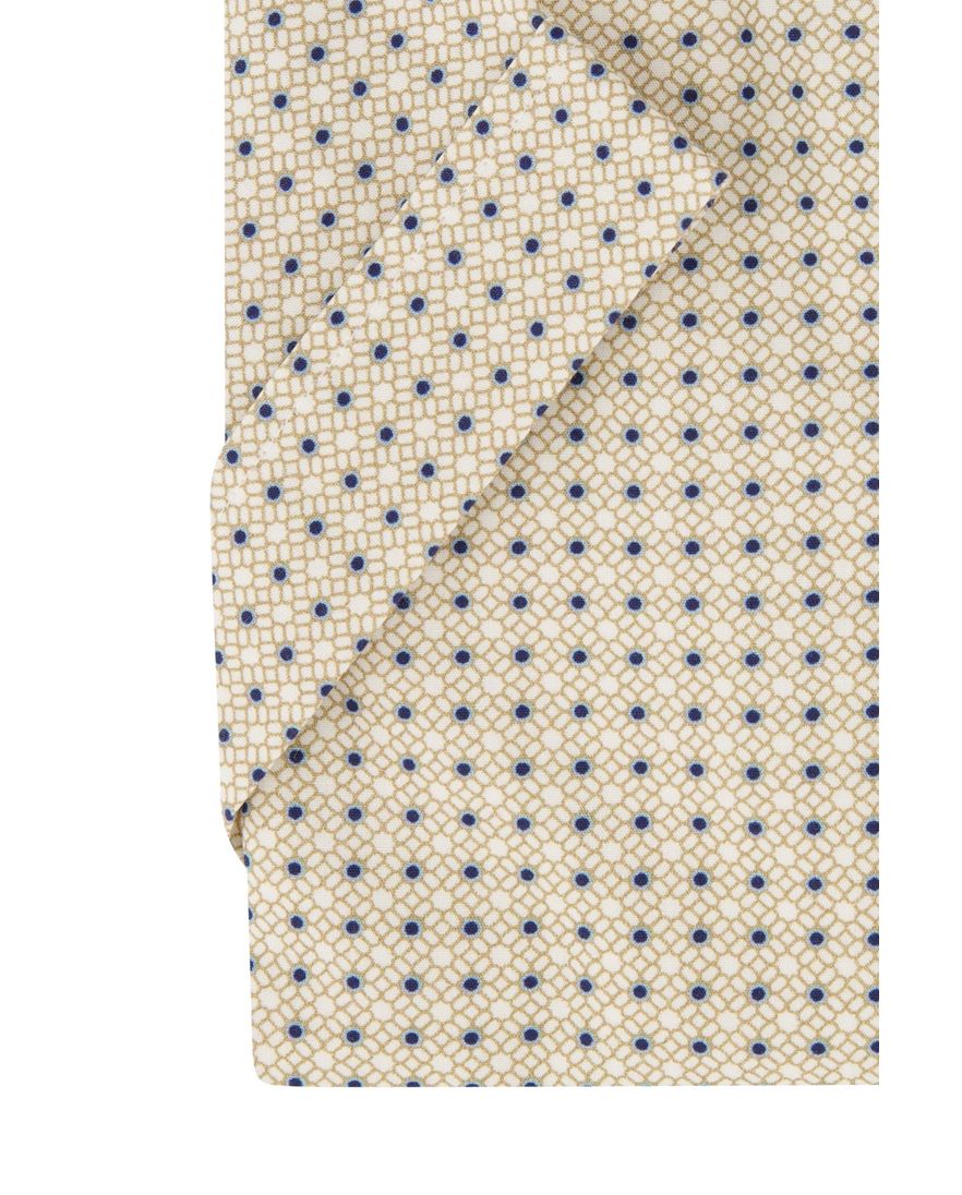 Korte mouw Ledub overhemd Modern Fit lichtbruin geprint