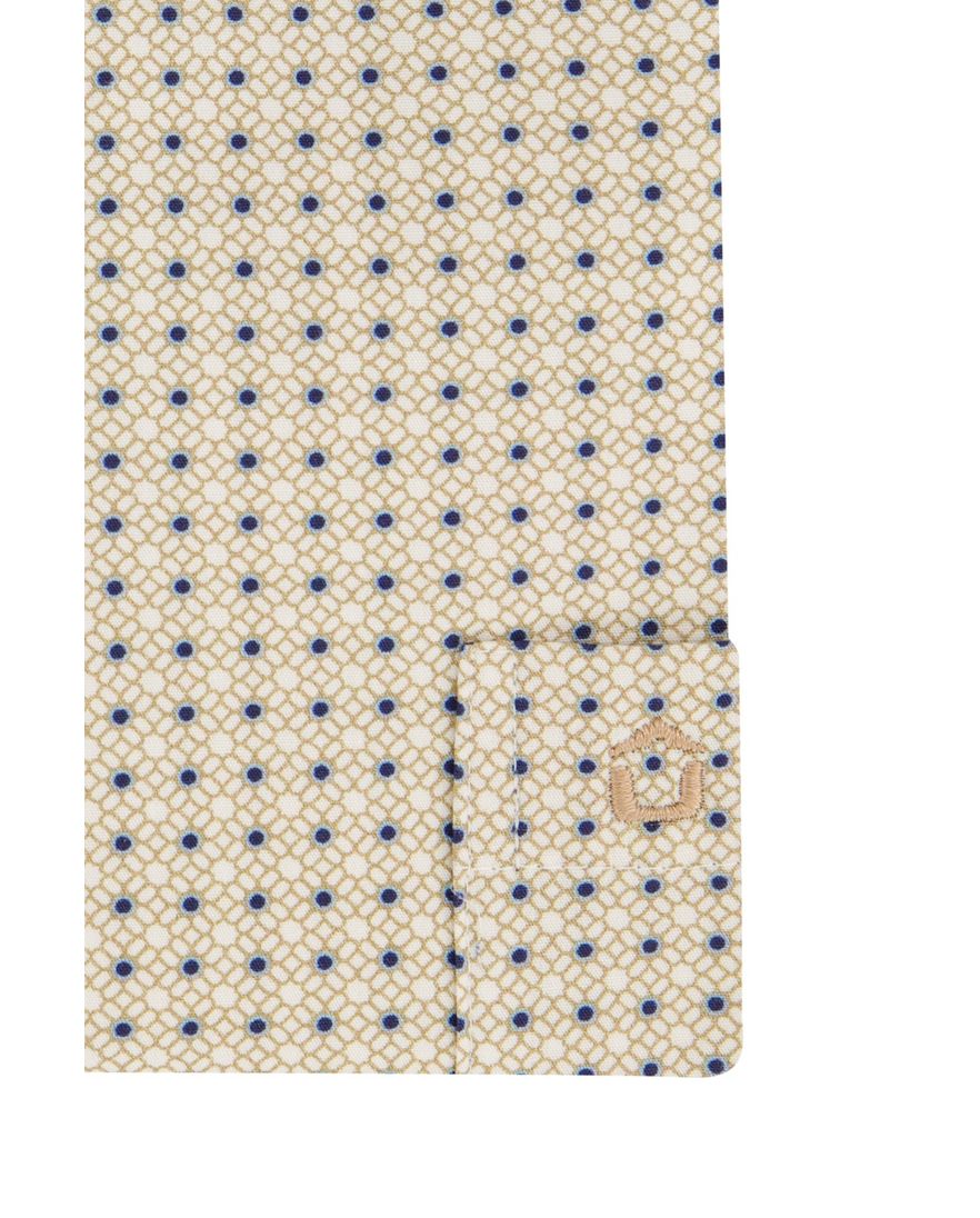 Korte mouw Ledub overhemd Modern Fit lichtbruin geprint