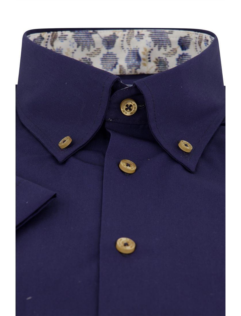 Ledub normale fit overhemd korte mouw donkerblauw