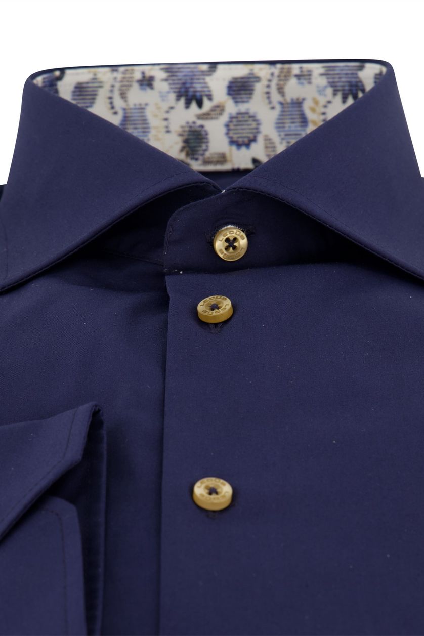 Ledub overhemd modern fit donkerblauw effen