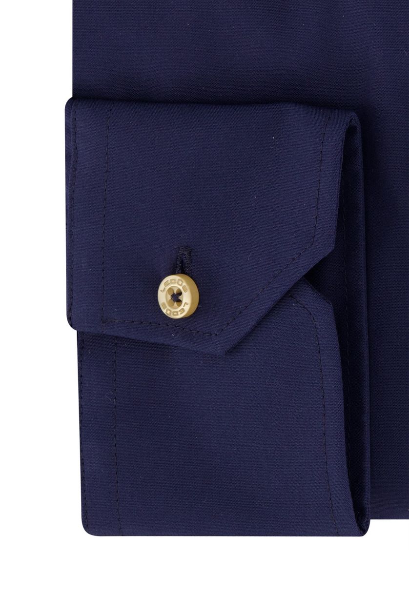 Ledub overhemd modern fit donkerblauw effen
