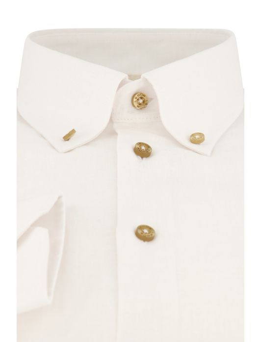 Ledub overhemd wit effen