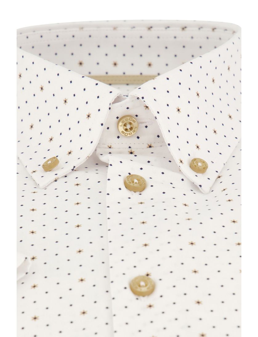 Ledub overhemd korte mouw normale fit wit geprint