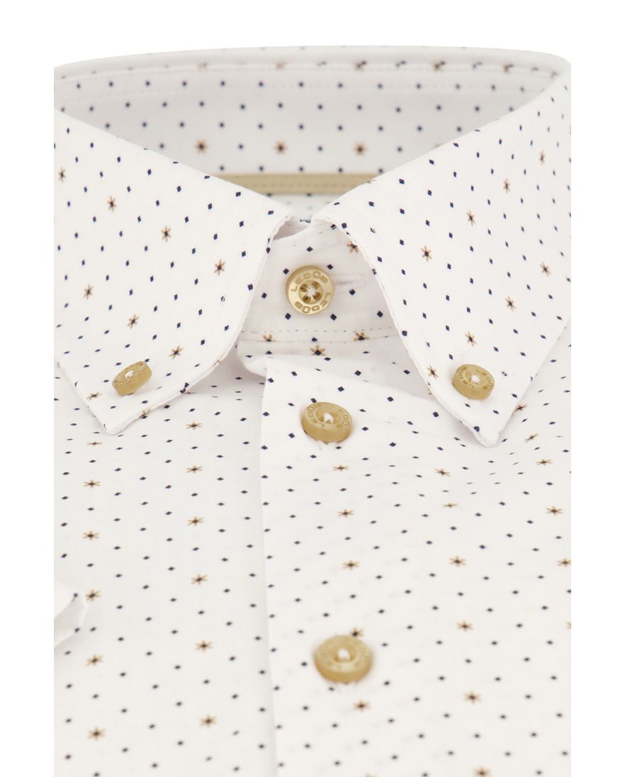 Ledub overhemd korte mouw wit geprint button down