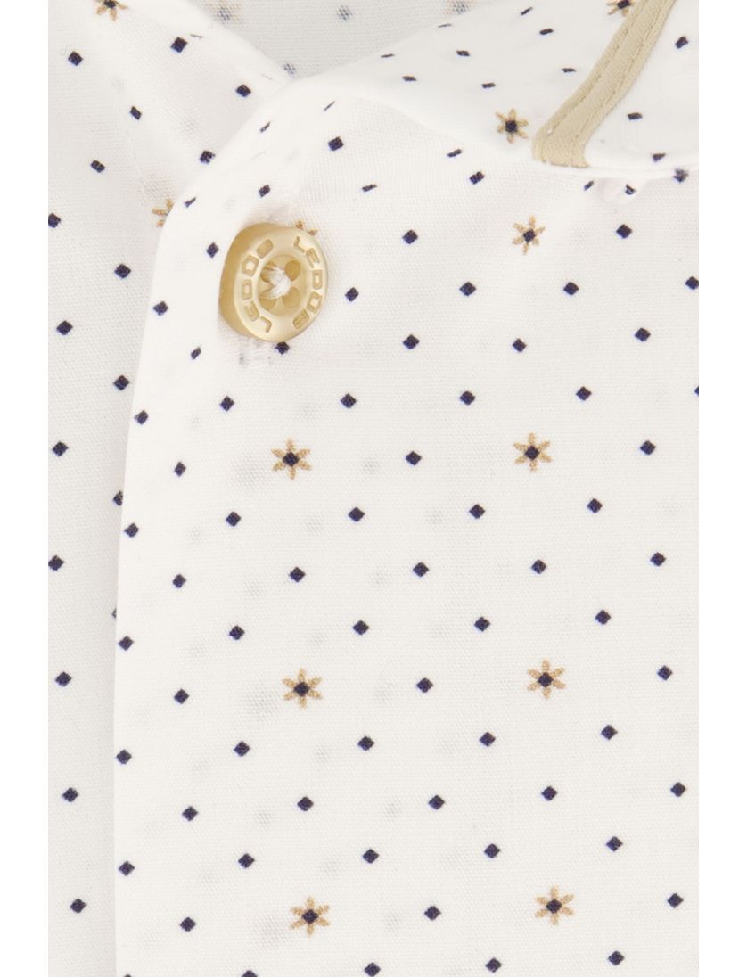 Ledub overhemd korte mouw normale fit wit geprint