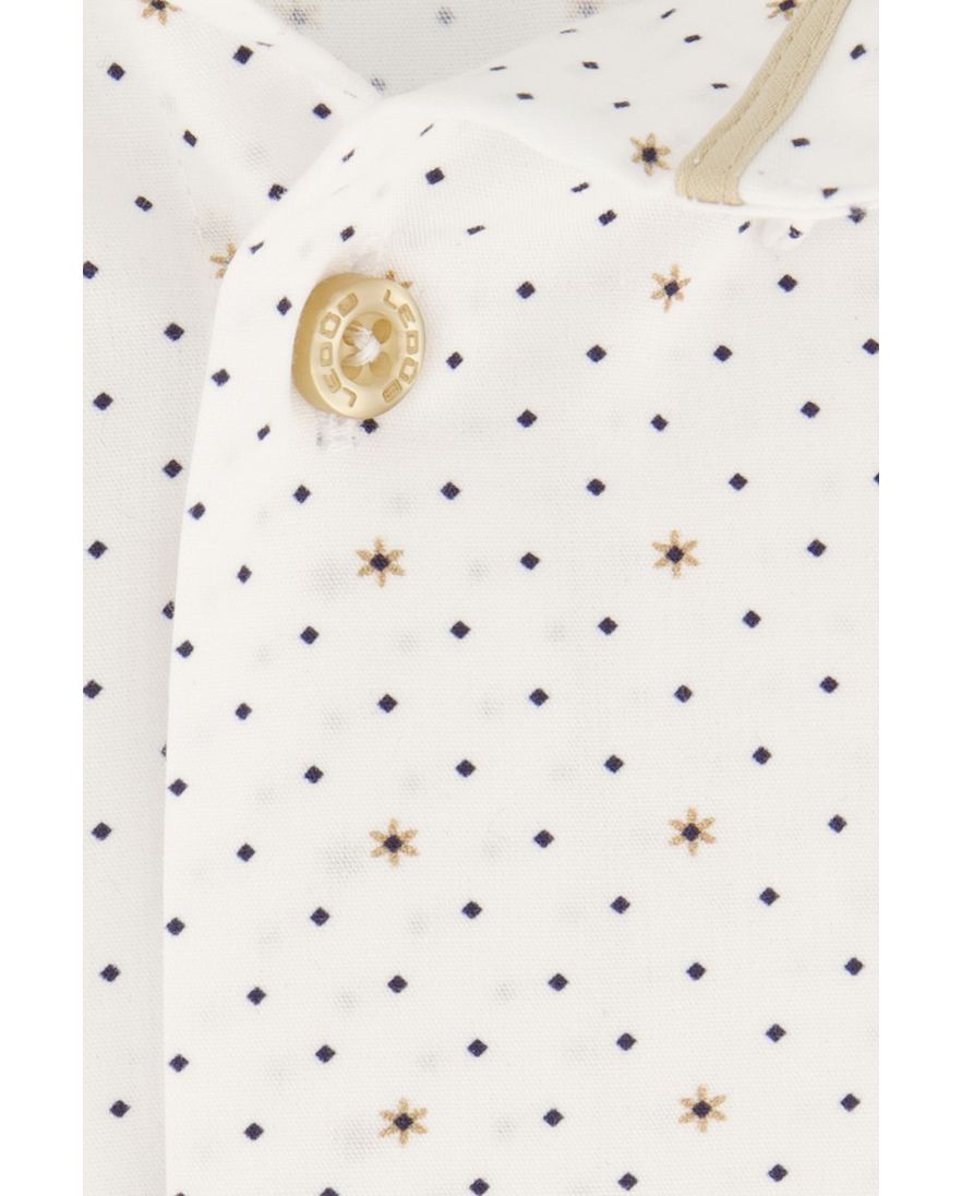 Ledub overhemd korte mouw wit geprint button down