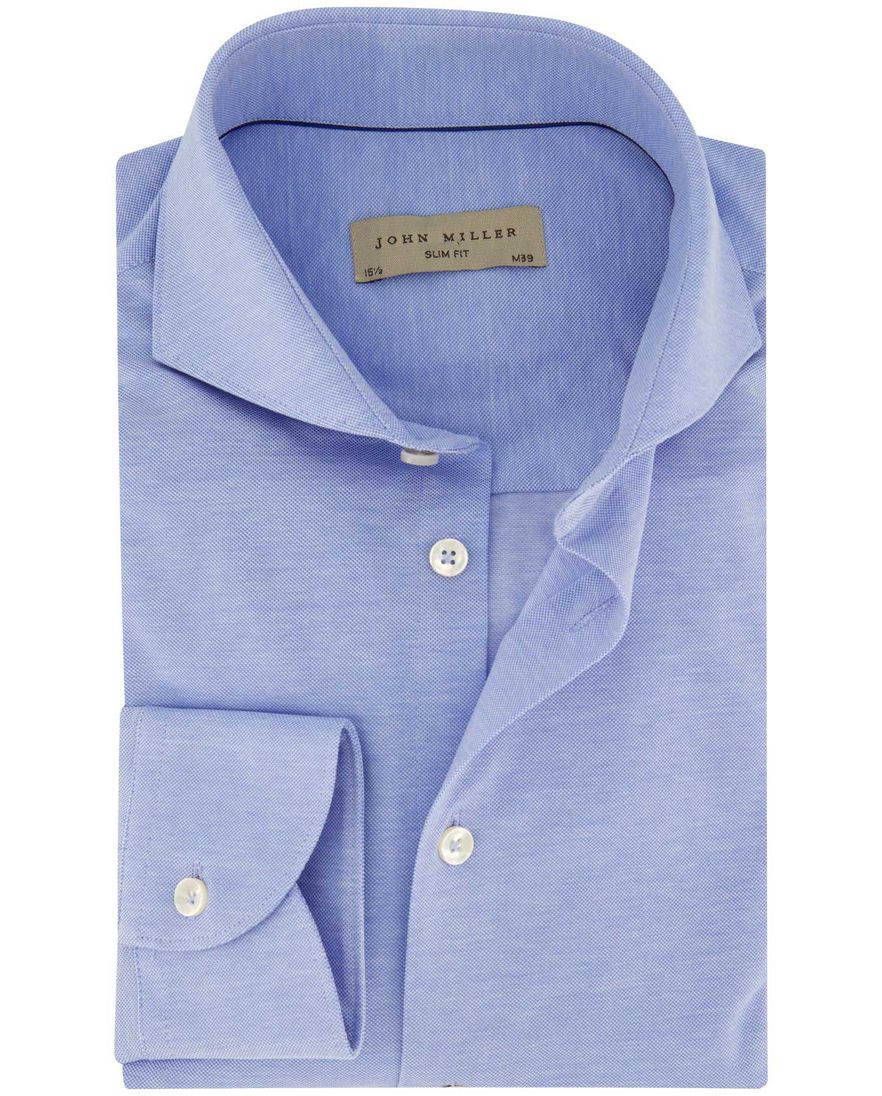 John Miller overhemd slim fit effen blauw katoen