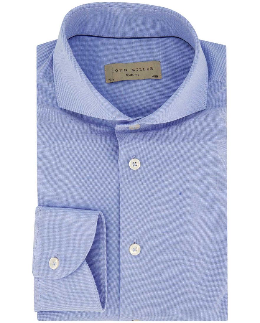 John Miller overhemd slim fit effen blauw katoen