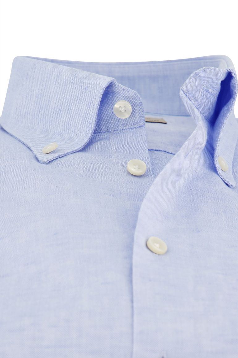 John Miller gemêleerd overhemd Tailored Fit lichtblauw katoen