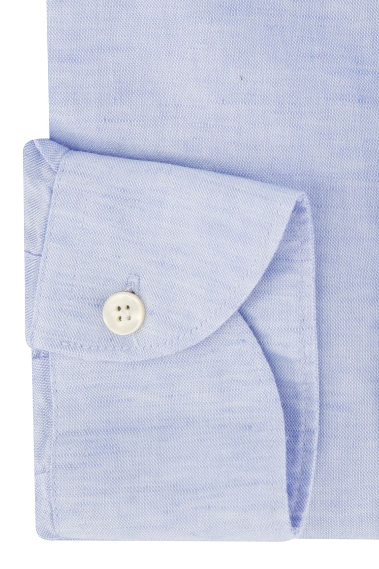 John Miller gemêleerd overhemd Tailored Fit lichtblauw katoen