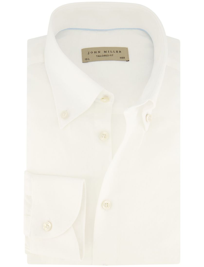 Katoenen John Miller overhemd Tailored Fit wit