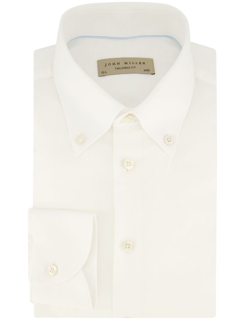 Katoenen John Miller overhemd Tailored Fit wit