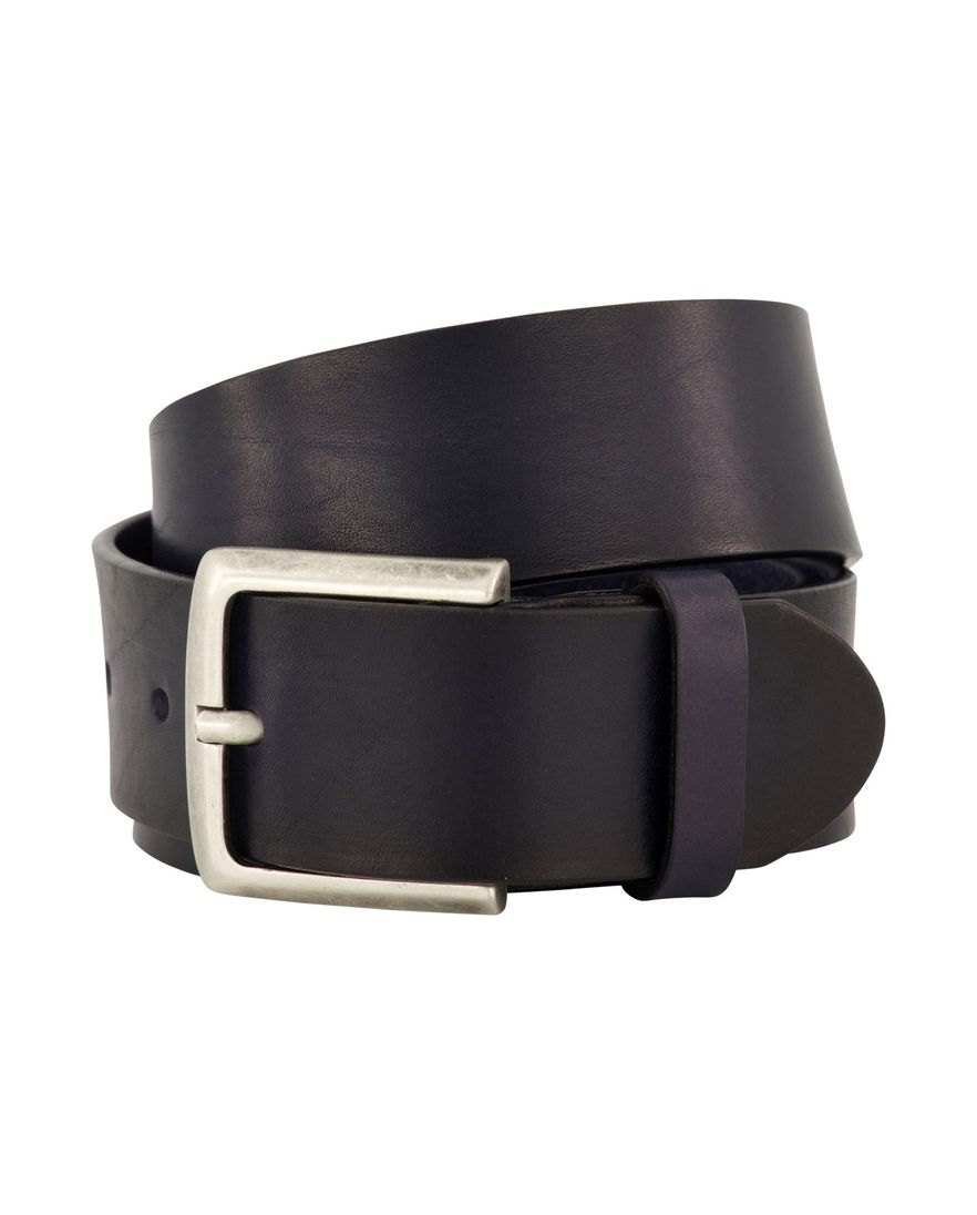 Lindenmann leren riem navy effen