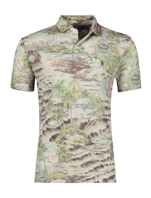 poloshirt korte mouw groen Polo Ralph Lauren Custom Slim Fit