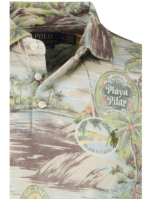 poloshirt korte mouw groen Polo Ralph Lauren Custom Slim Fit