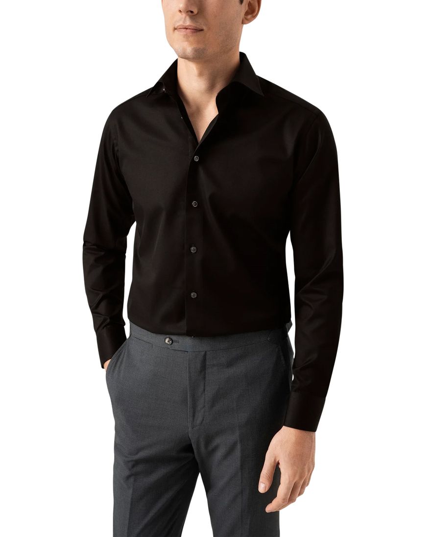 Eton business overhemd Slim Fit zwart effen