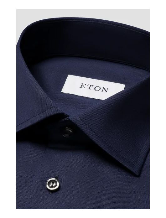 Donkerblauw overhemd Eton Slim Fit effen