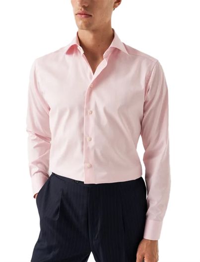 Eton Katoenen Eton overhemd effen roze slim fit