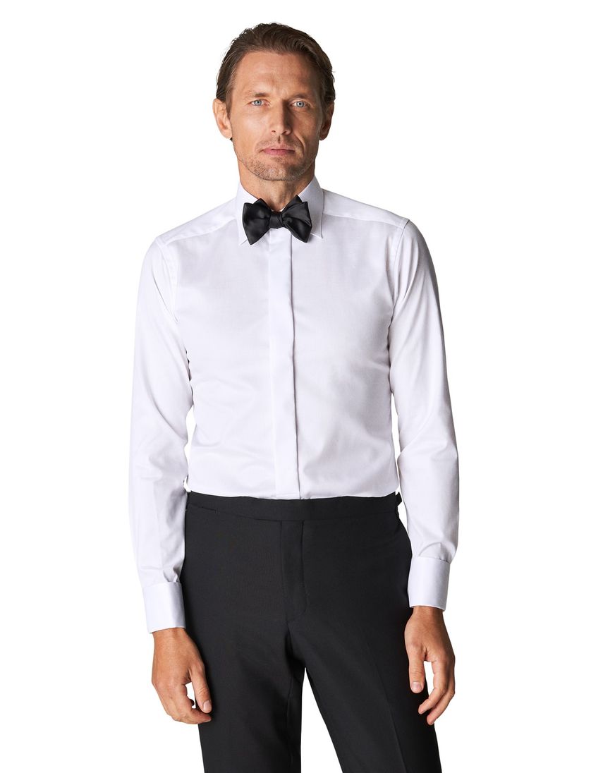 Contemporary fit katoenen overhemd wit smoking Eton