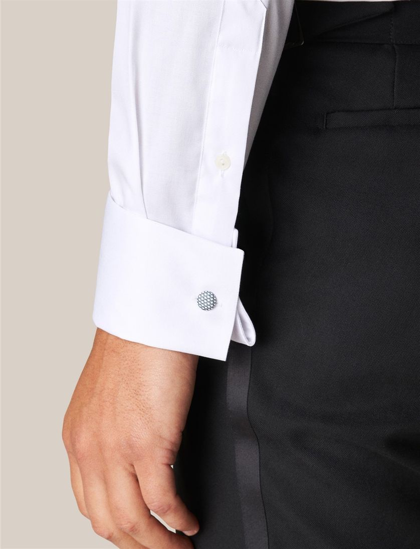 Katoenen Eton overhemd effen wit slim fit