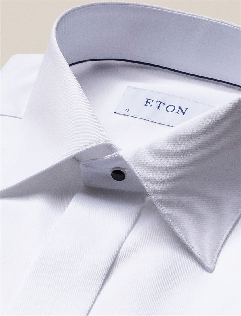 Katoenen Eton overhemd effen wit slim fit