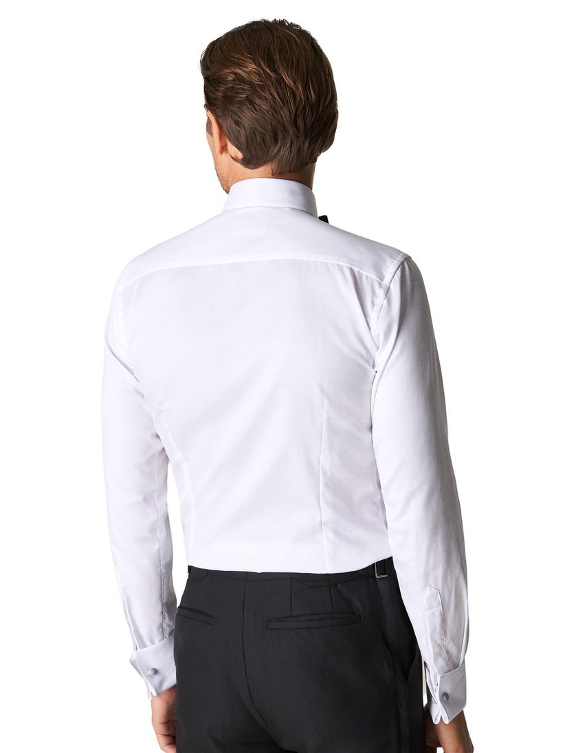 Katoenen Eton overhemd effen wit slim fit