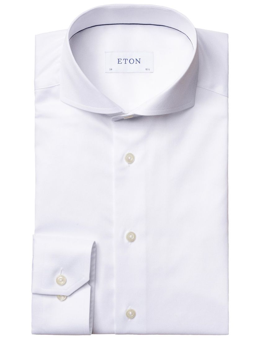 Eton business Signature Twill overhemd super slim fit wit effen