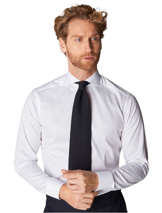 Eton business Signature Twill overhemd super slim fit wit effen