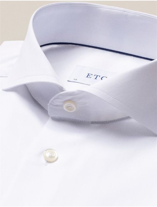 Eton business Signature Twill overhemd super slim fit wit effen