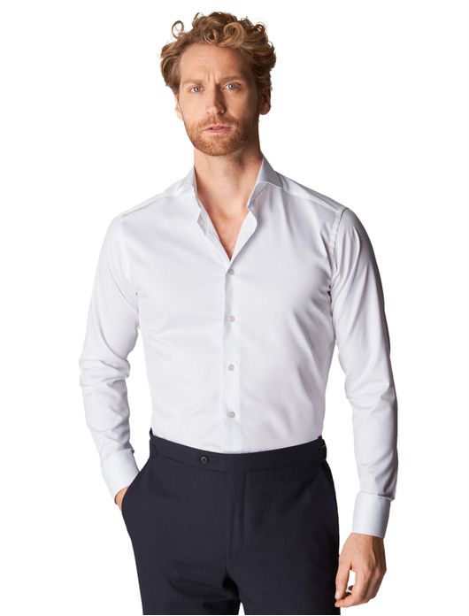 Eton business Signature Twill overhemd super slim fit wit effen