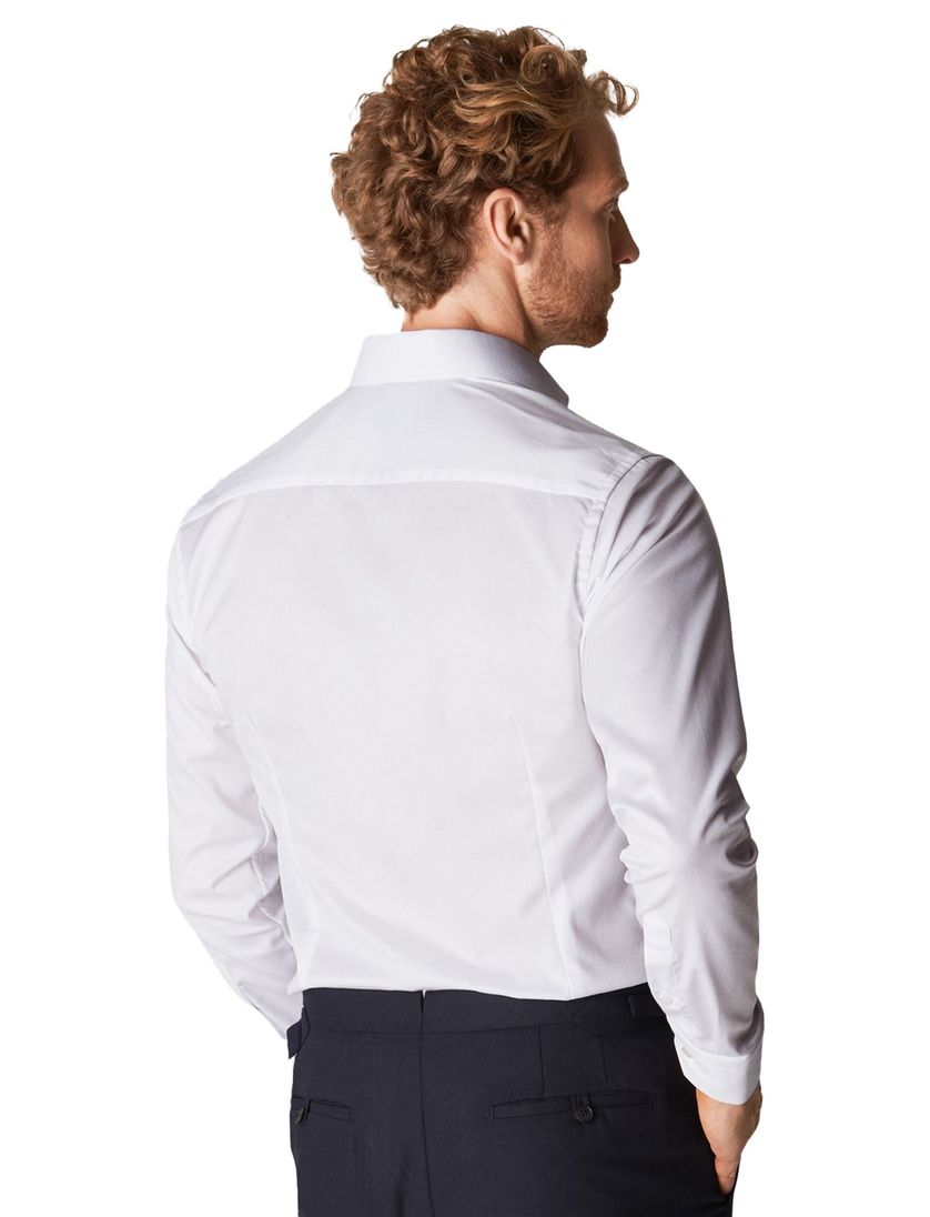 Eton business Signature Twill overhemd super slim fit wit effen