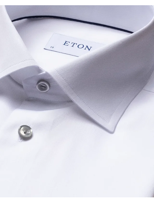 Eton overhemd wit met silveren knopen effen