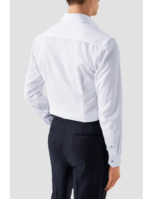 Eton overhemd wit met silveren knopen effen