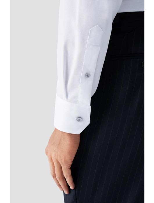 Eton overhemd wit met silveren knopen effen