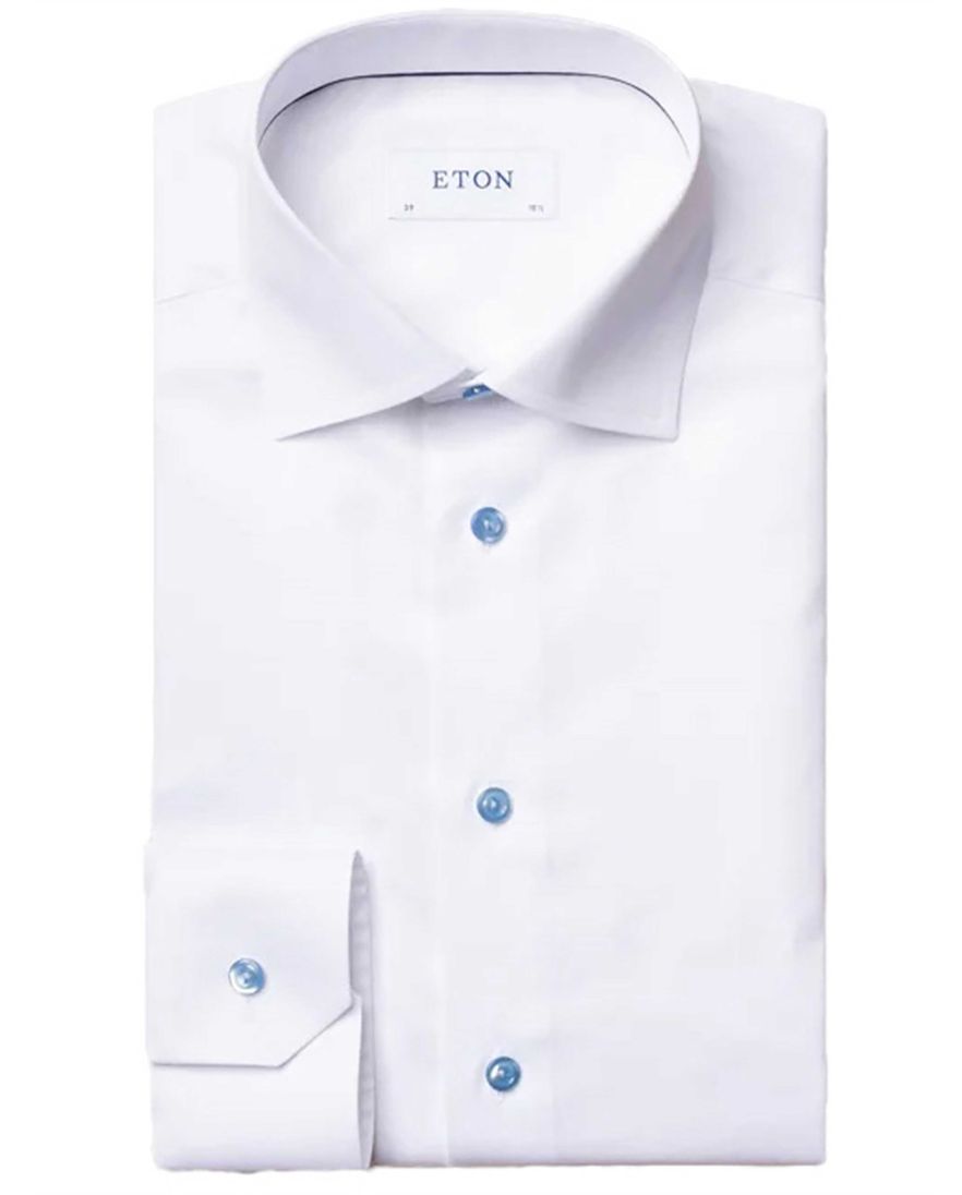 Eton overhemd effen wit slim fit Signature Twill