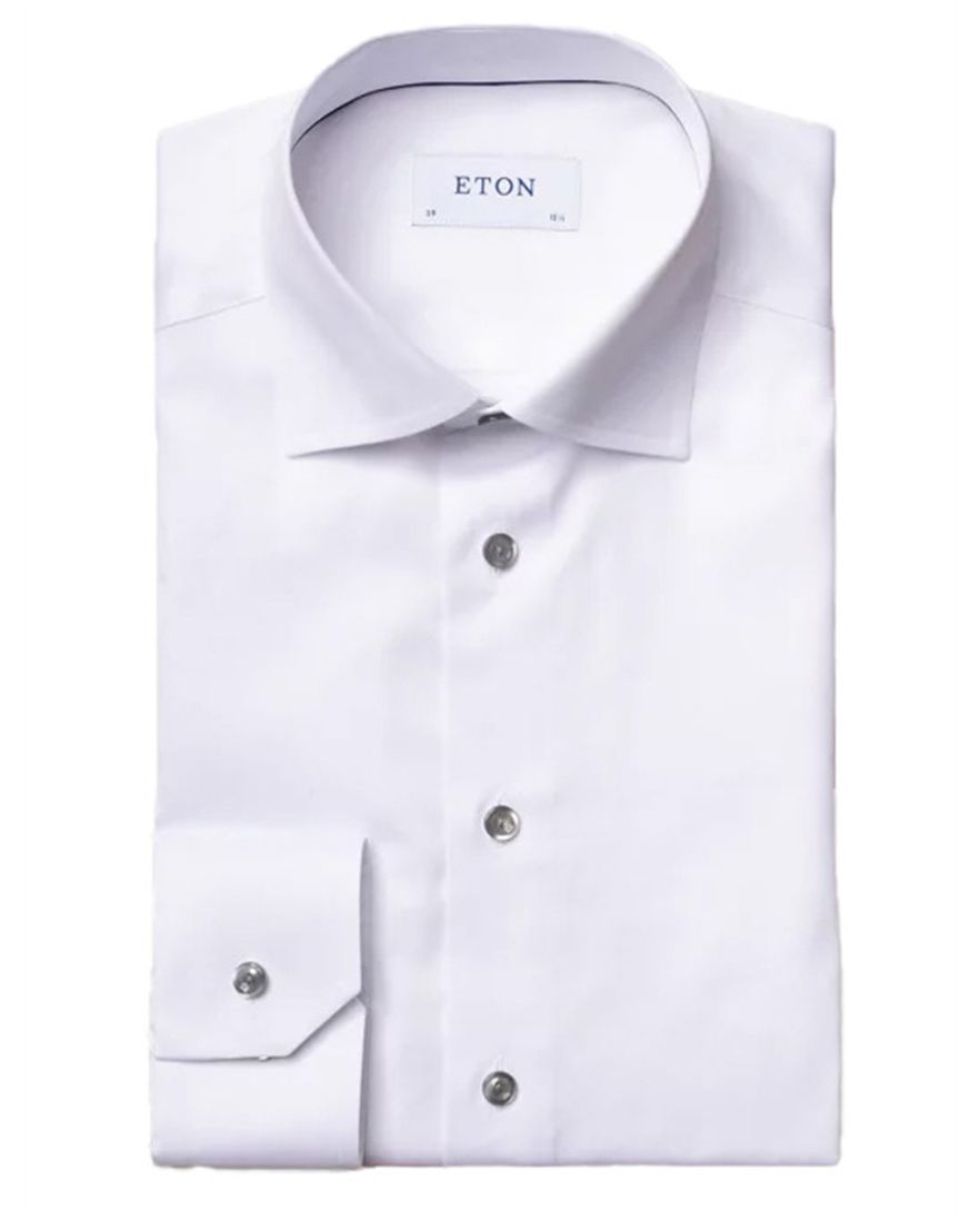 Eton overhemd effen wit Signature Twill slim fit katoen