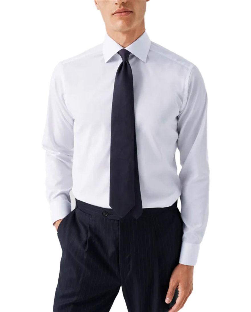 Eton overhemd effen wit Signature Twill slim fit katoen