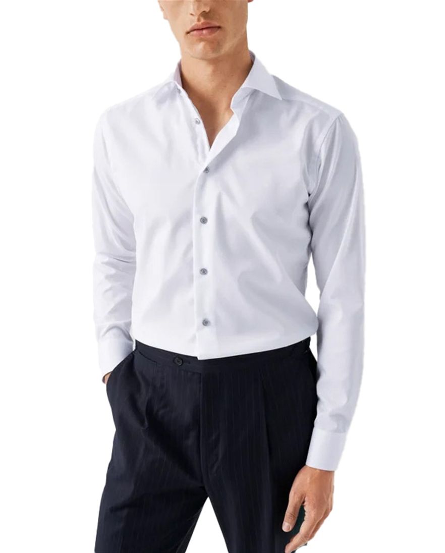 Eton overhemd effen wit Signature Twill slim fit katoen